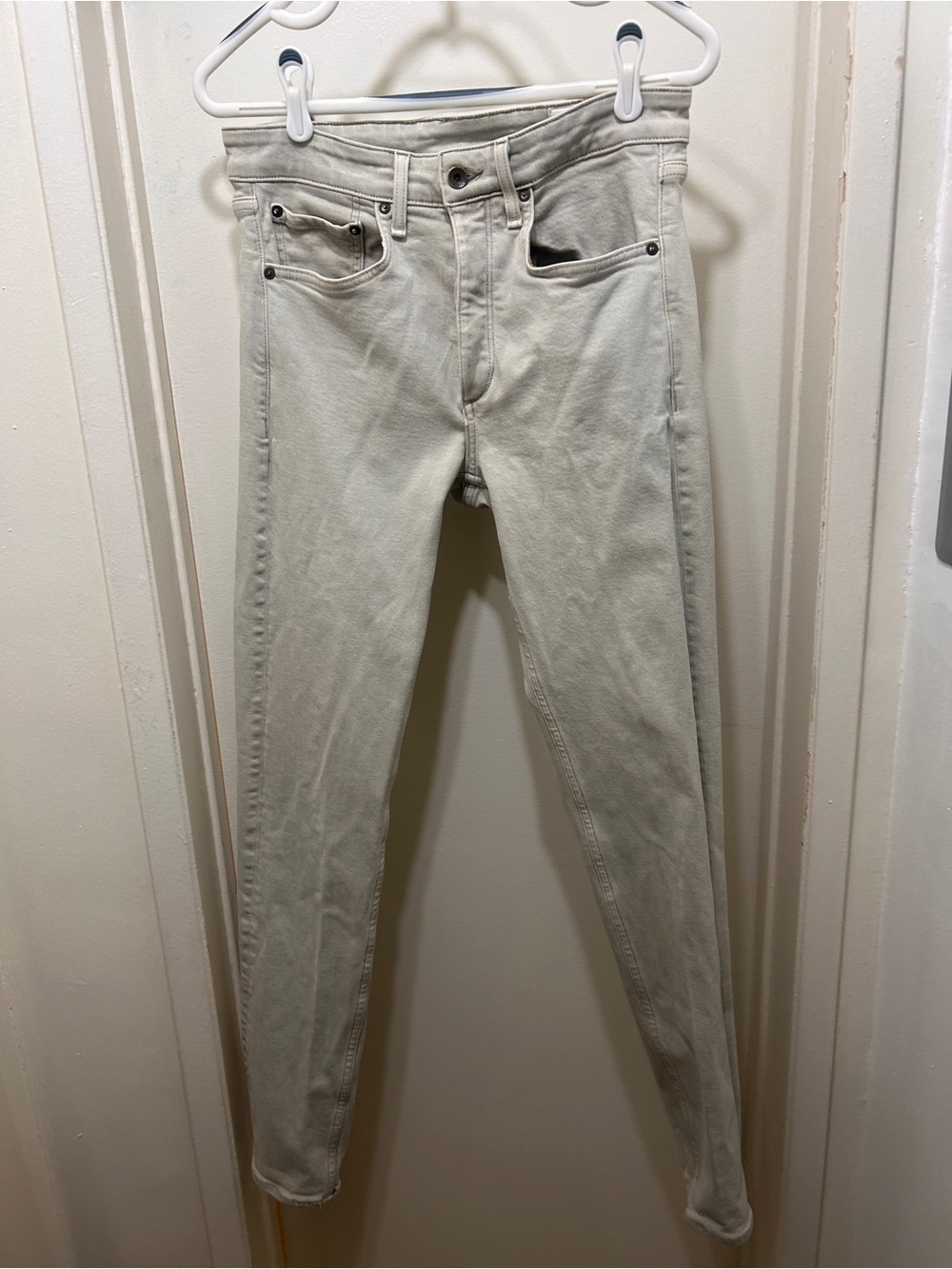 Rag & Bone Men’s Fit 2 Slim Stone Off White Denim Jeans Size 30 x 32 Button Fly